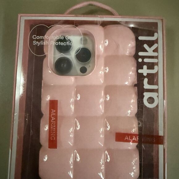 Artikl iPhone Pink Puffy Block Case For iPhone 15 Pro Max Comfortable Grip New - Picture 3 of 4